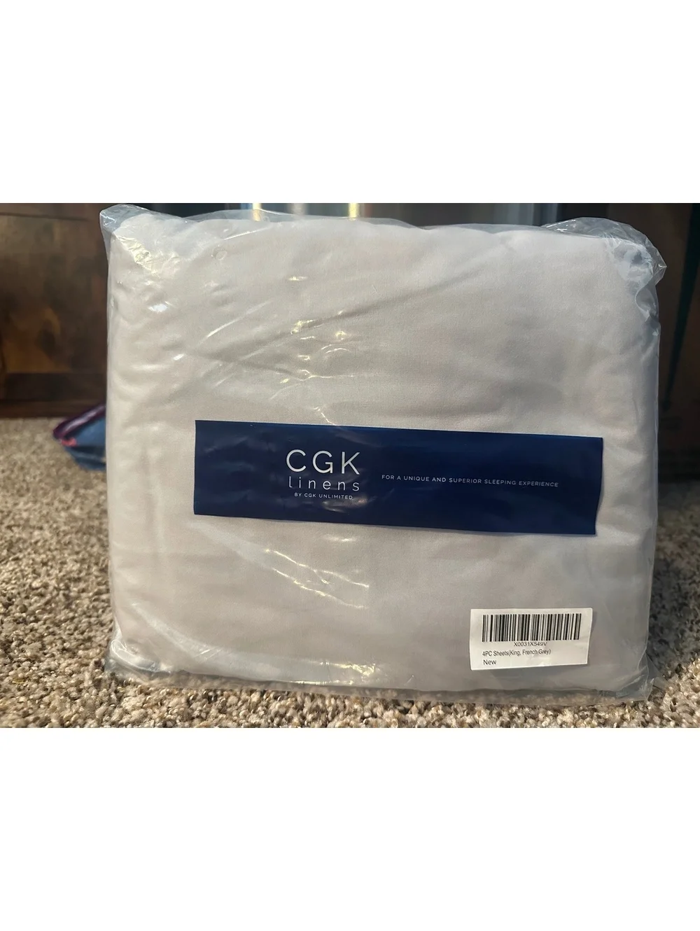 CGK Linens 4 Piece King Size Sheet Set In French Grey BRAND NEW!
